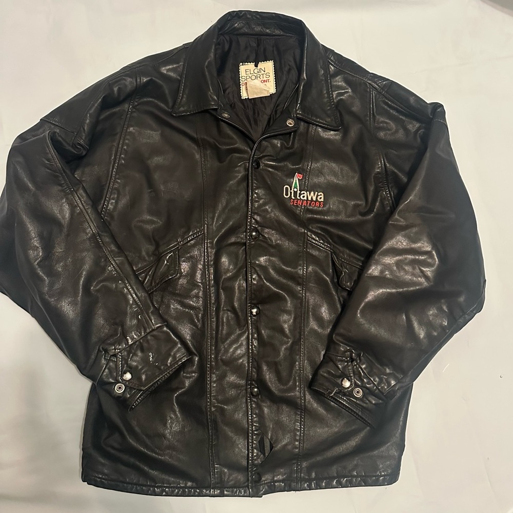 🏒🖤 Y2K Ottawa Senators Leather Jacket – Men’s 42 Tall / Long 🖤🏒